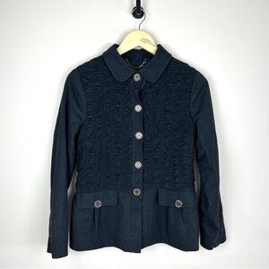VINTAGE Burberry Gray Wool collared button down jacket